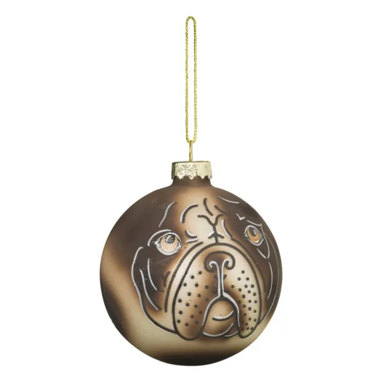 Kerstbal mopshond - glas - ø8 cm