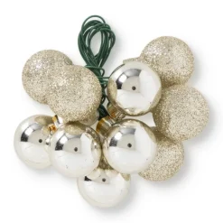 Kerstbal op steker - goudkleurig/zilver