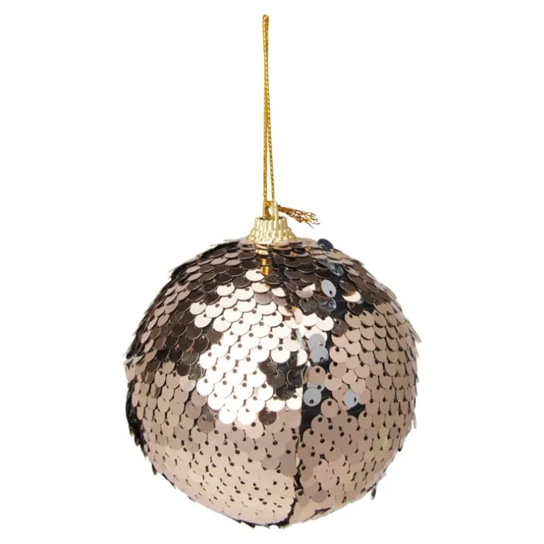 Kerstbal pailletten - champagnekleurig