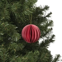 Kerstbal papier - roze - ø8 cm