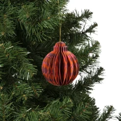 Kerstbal papier clashing colours rond - diverse varianten - ø7x9.5 cm