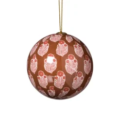 Kerstbal print - rood/beige