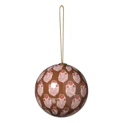 Kerstbal print - rood/beige