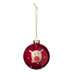 Kerstbal rendier - rood