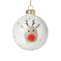 Kerstbal rendier - wit