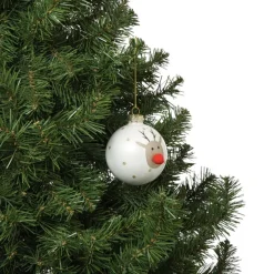 Kerstbal rendier - wit