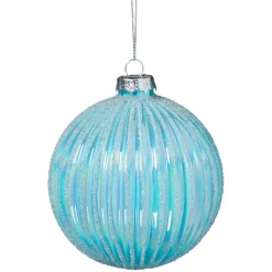 Kerstbal ribbels - lichtblauw