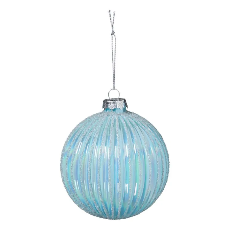 Kerstbal ribbels - lichtblauw