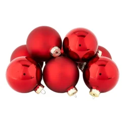 Kerstbal rood - glas - set van 8
