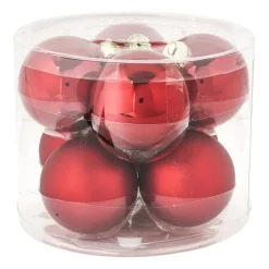 Kerstbal rood - glas - set van 8