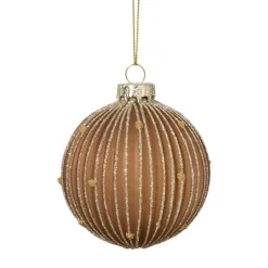 Kerstbal strepen en stippen - bruin