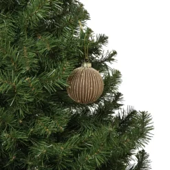 Kerstbal strepen en stippen - bruin