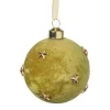 Kerstbal velvet met sterren - groen/goudkleurig