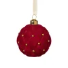 Kerstbal velvet stip - rood