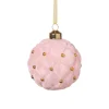 Kerstbal velvet stip - roze