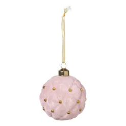 Kerstbal velvet stip - roze