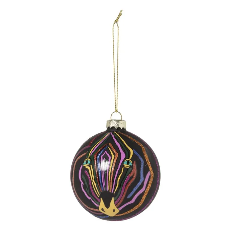 Kerstbal zebra - glas - ø8 cm