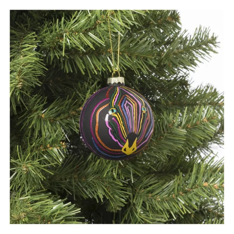 Kerstbal zebra - glas - ø8 cm