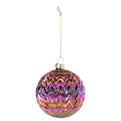 Kerstbal zigzag - diverse kleuren - ø8x8 cm