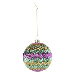 Kerstbal zigzag - diverse kleuren - ø8x8 cm