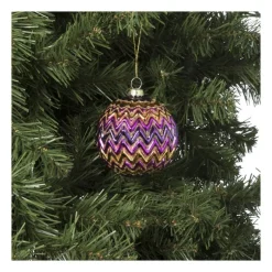 Kerstbal zigzag - diverse kleuren - ø8x8 cm