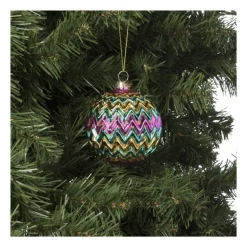 Kerstbal zigzag - diverse kleuren - ø8x8 cm