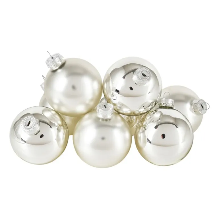 Kerstbal zilver - glas - set van 8