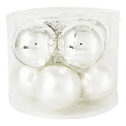 Kerstbal zilver - glas - set van 8