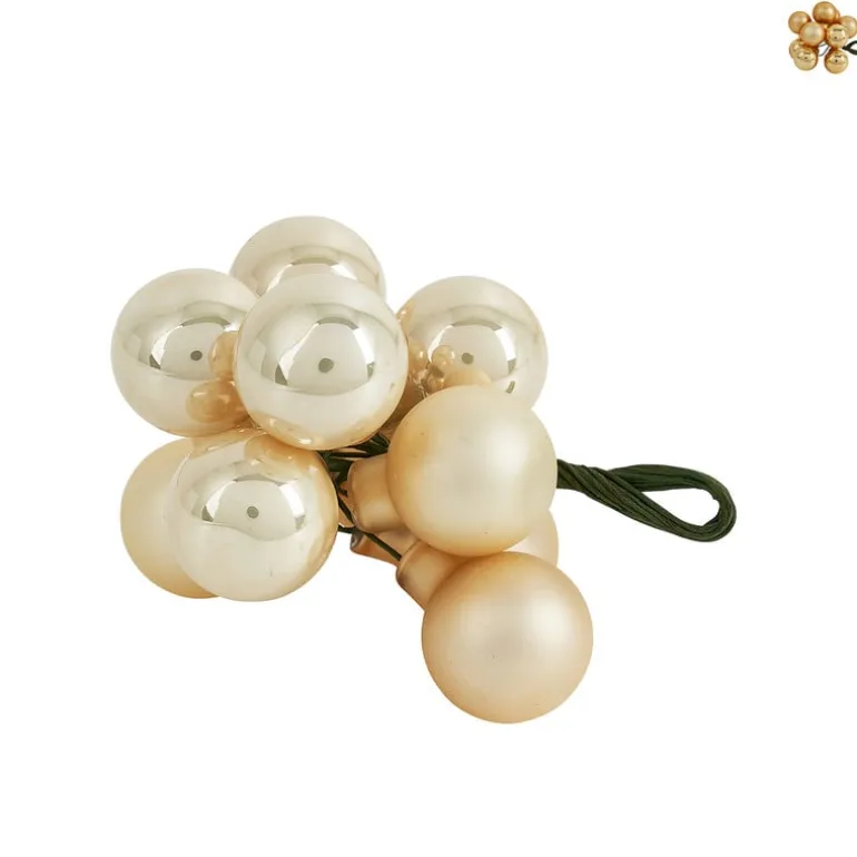 Kerstballetjes op draad - goudkleurig - diverse varianten - ø2 cm