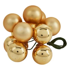 Kerstballetjes op draad - goudkleurig - diverse varianten - ø2 cm