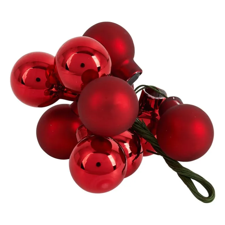 Kerstballetjes op draad - rood - diverse varianten - ø2 cm