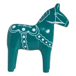 Kerstbeeldje paard - groen - 18x16x4.5 cm