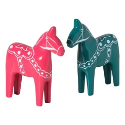 Kerstbeeldje paard - roze - 18x16x4.5 cm