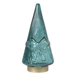Kerstboom beeldje glas - groen - ø10.5x22.6 cm