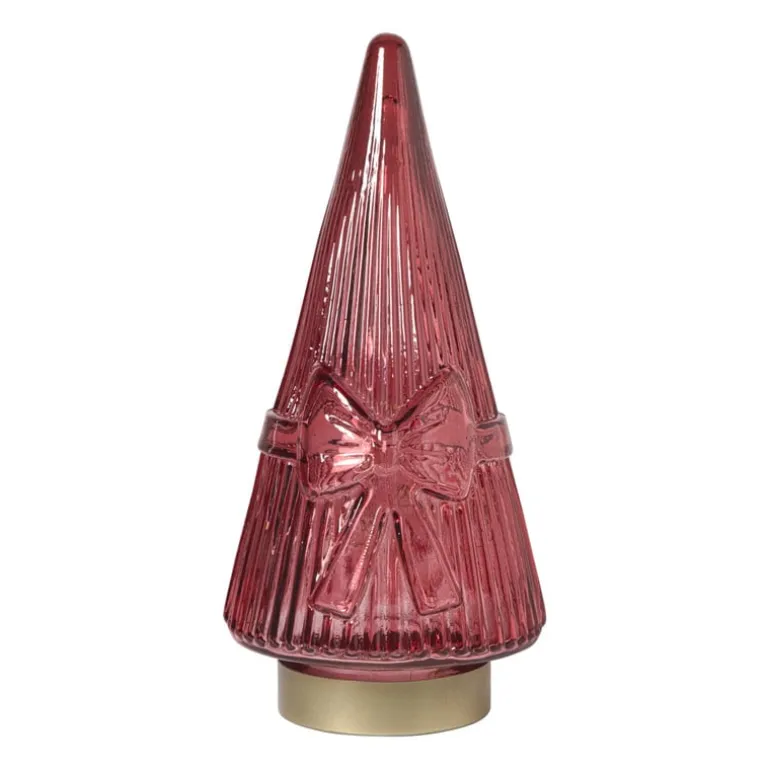 Kerstboom beeldje glas - rood - ø10.5x22.6 cm