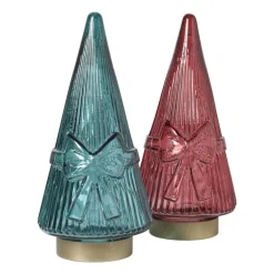 Kerstboom beeldje glas - rood - ø10.5x22.6 cm
