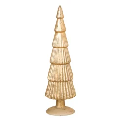 Kerstboom beeldje groot - goudkleurig - ø8x30 cm