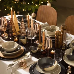 Kerstboom beeldje groot - goudkleurig - ø8x30 cm