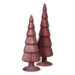 Kerstboom beeldje klein - donkerrood - ø8x24.5 cm