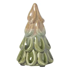 Kerstboom beeldje klein - beige/groen - ø7.5x12 cm