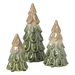 Kerstboom beeldje klein - beige/groen - ø7.5x12 cm