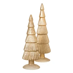 Kerstboom beeldje klein - goudkleurig - ø8x24.5 cm