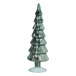 Kerstboom beeldje shiny groot - groen - ø8x30 cm