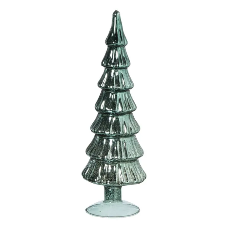Kerstboom beeldje shiny groot - groen - ø8x30 cm