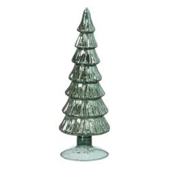 Kerstboom beeldje shiny klein - groen - ø8x24.5 cm