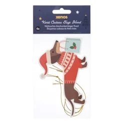 Kerstcadeau tags - teckel - set van 4