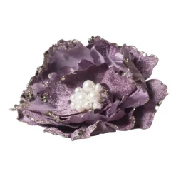 Kerstclip bloem - lila - 13x13 cm