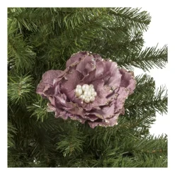 Kerstclip bloem - lila - 13x13 cm