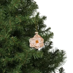 Kersthanger bloem - lichtbruin - 10.5x9.5x4 cm