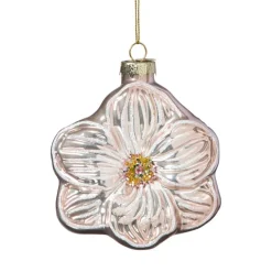 Kersthanger bloem - lichtroze - 7.8x6.8x3 cm
